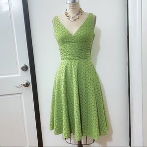 Maggy London Cotton Eyelet Green A Line Dress